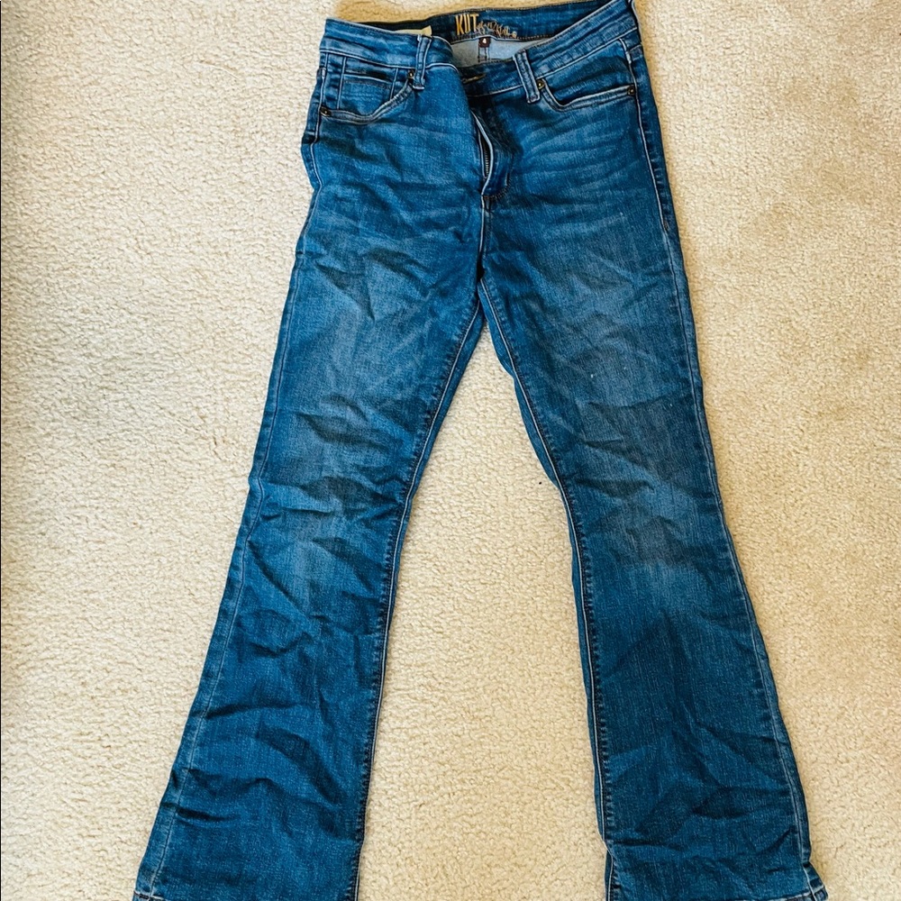 Boot cut high waisted blue jeans